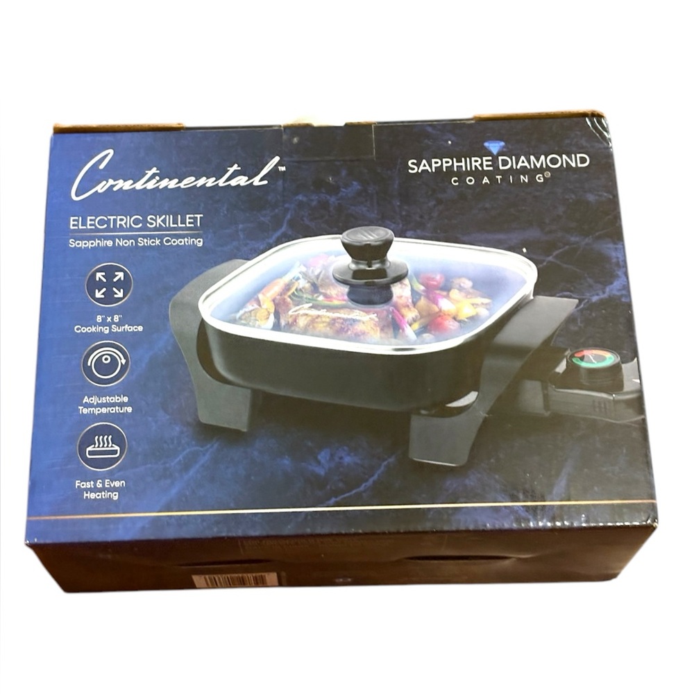 Continental Electric Skillet Sapphire Non-Stick Diamond Coating NIB New